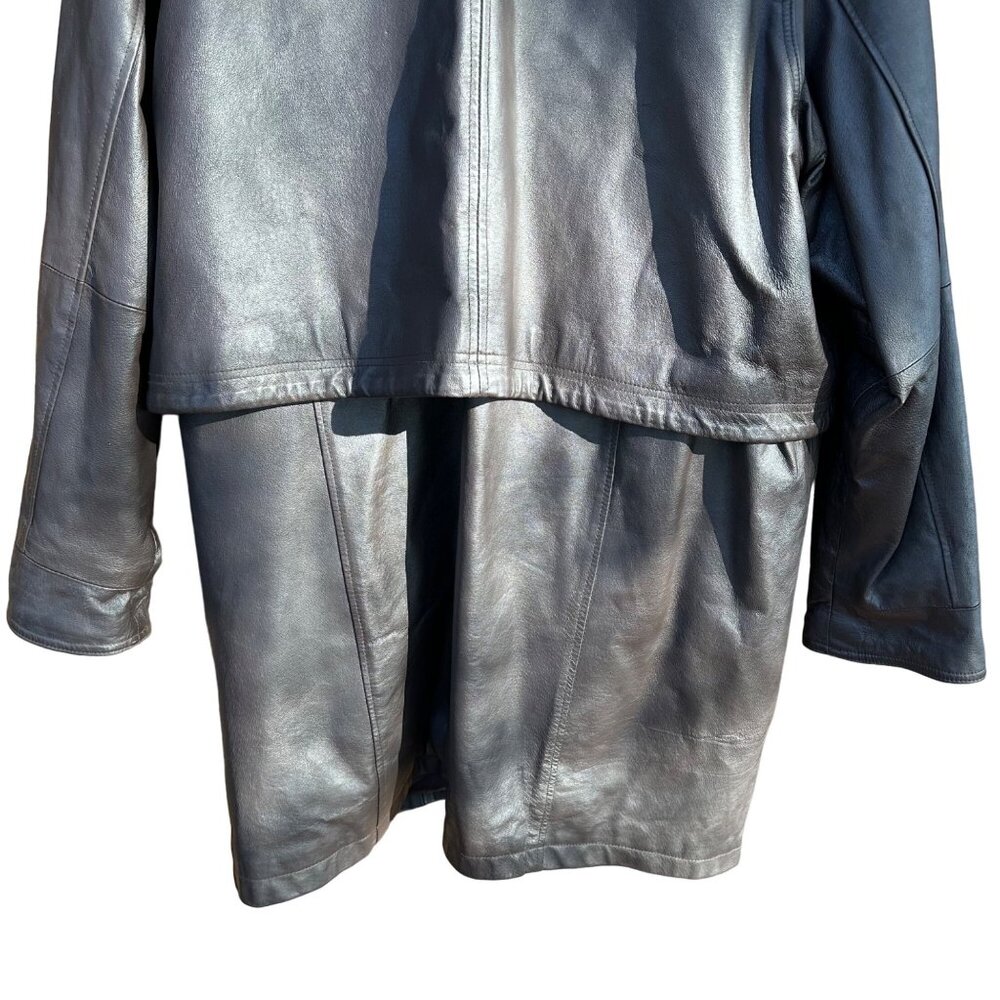 Vintage Veranesi Chocolate Brown 100% Leather Jacket Women's Mid- Length Coat Si - Picture 13 of 15